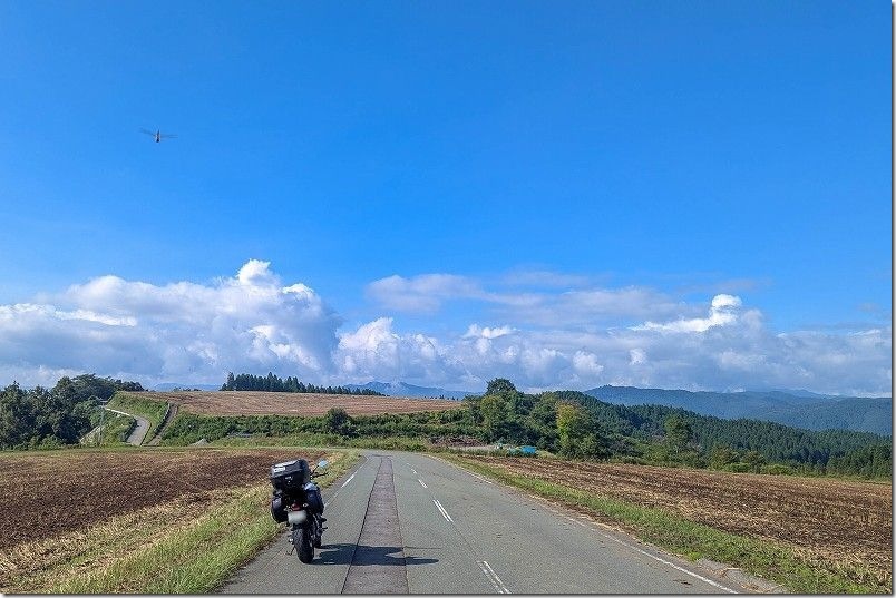 バイクでスカイファームロード日田から下城の大イチョウ（小国）方面へ