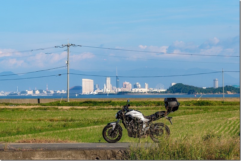 今津海岸から百道（福岡タワー・ドーム）、MT-07ツーリング