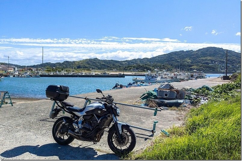 NHK 朝ドラ「おむすび」のロケ地。バイクで聖地巡礼。野北漁港