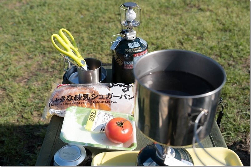 島の小さなキャンプ場 toto・ん・トコの朝 朝飯 コーヒー