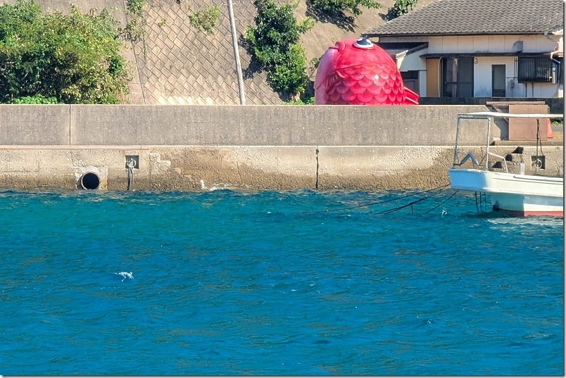 お魚バス停をバイクで巡る【崎戸島から見た鯛のバス停】
