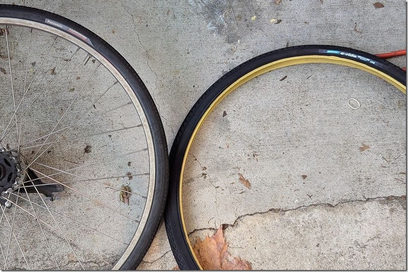 電動アシスタント自転車 タイヤ交換【パナソニック ハードランナーからパナレーサー e-rideへ交換】