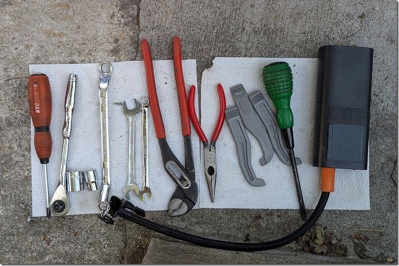 自転車のタイヤ・チューブの交換に使用した工具