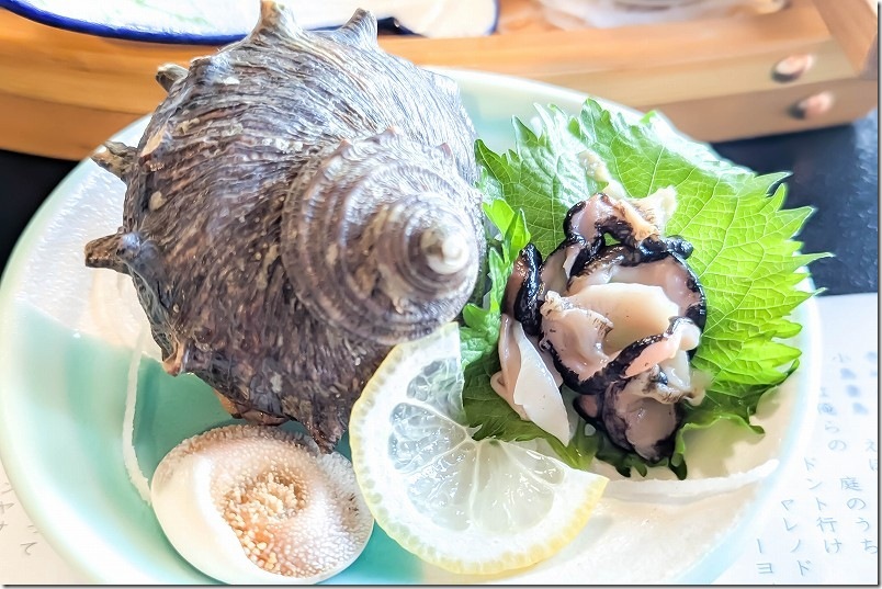 繁屋千賀荘へ宿泊｜サザエの刺身（1人分）